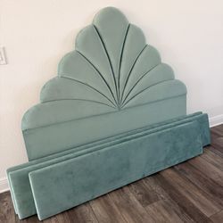 Velvet Shell Headboard With Panels 