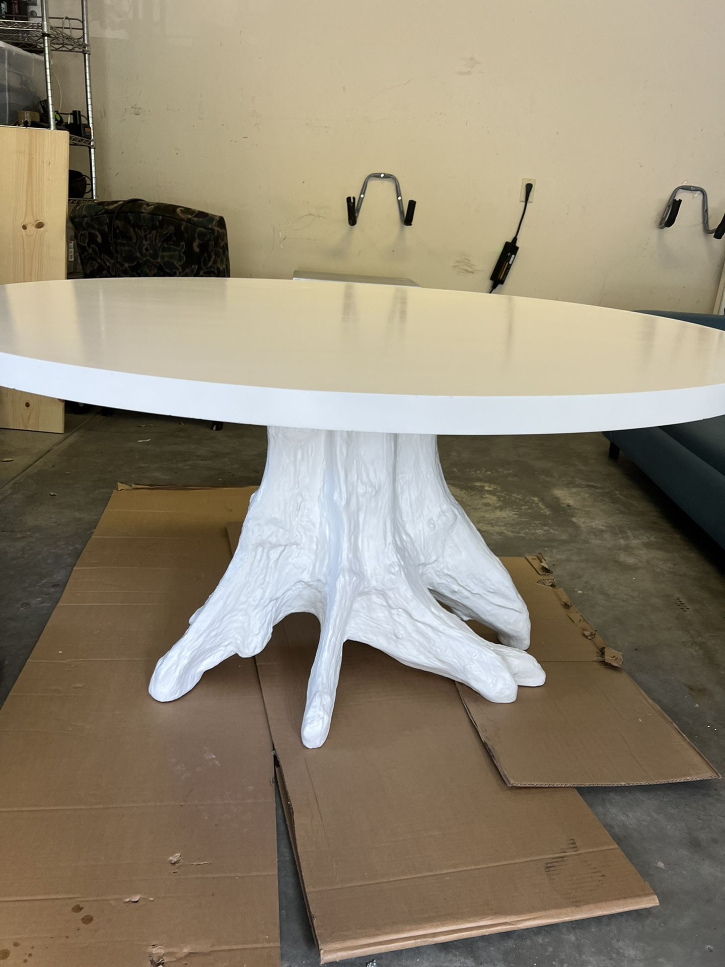 Dining Table White Laquer Designer 60 Inch Root Design Base OLY Designer 
