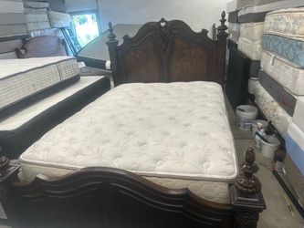 Queen size mattress and box spring and bed