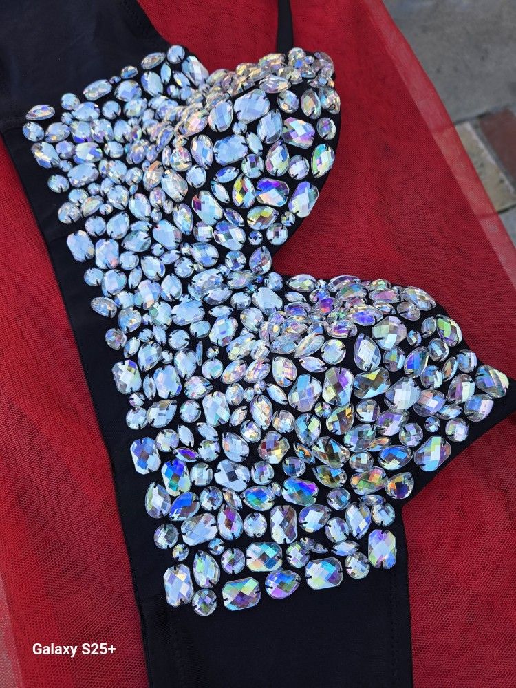 bra top covered with resin crystals