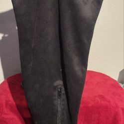 Over The Knee Faux Suede Black Boots