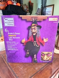 6-Foot Animated Marionette Witch Halloween Prop — With Box — $95