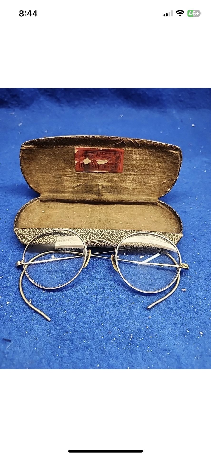 Vtg 1930’s Round Eyeglasses With Original Case