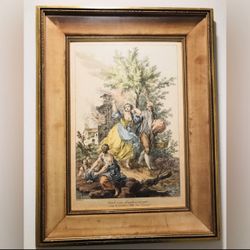 Giuseppe Zocchi Hand Colored Engraving Art Print Italy Very Rare Framed