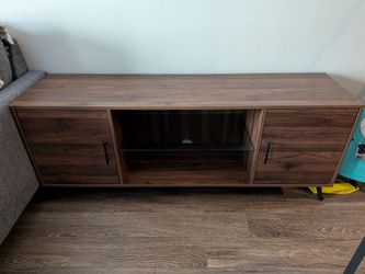 Walnut TV Stand with Cabinet Storage