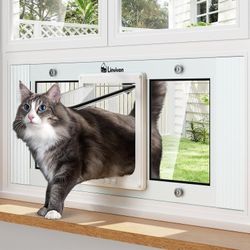 NEW - Cat Door for Window - Quick Installation Adjustable Width of 31"-36"