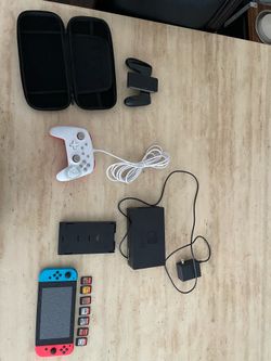 Nintendo switch with accessories