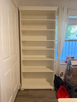 Tall White Bookcase with 7 Shelves
