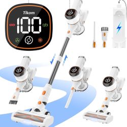 Tikom V500 Cordless Vacuum Cleaner for Home, 40000Pa/450W Stick Vacuum with LED Touch Screen, Charging Wall Dock, Anti-Tangle, Lightweight Handheld Va