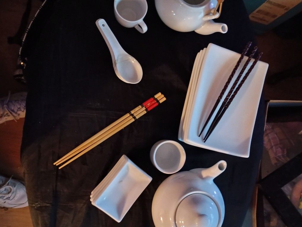 Sushi Dinner Set Down To The Teapots And The Chopsticks