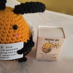Inspirational - Crocheted Bee with BEE Positive Message 