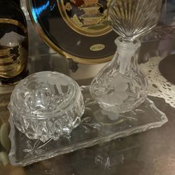 Princess House 3 Pc Lead Crystal Vanity Set 
