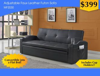 ADJUSTABLE FAUX LEATHER FUTON SOFA MF2030