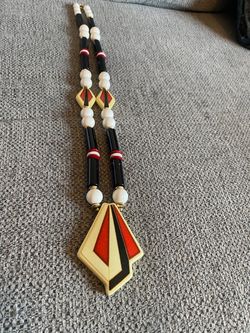 Vintage Art Deco Style Beaded Pendant Necklace