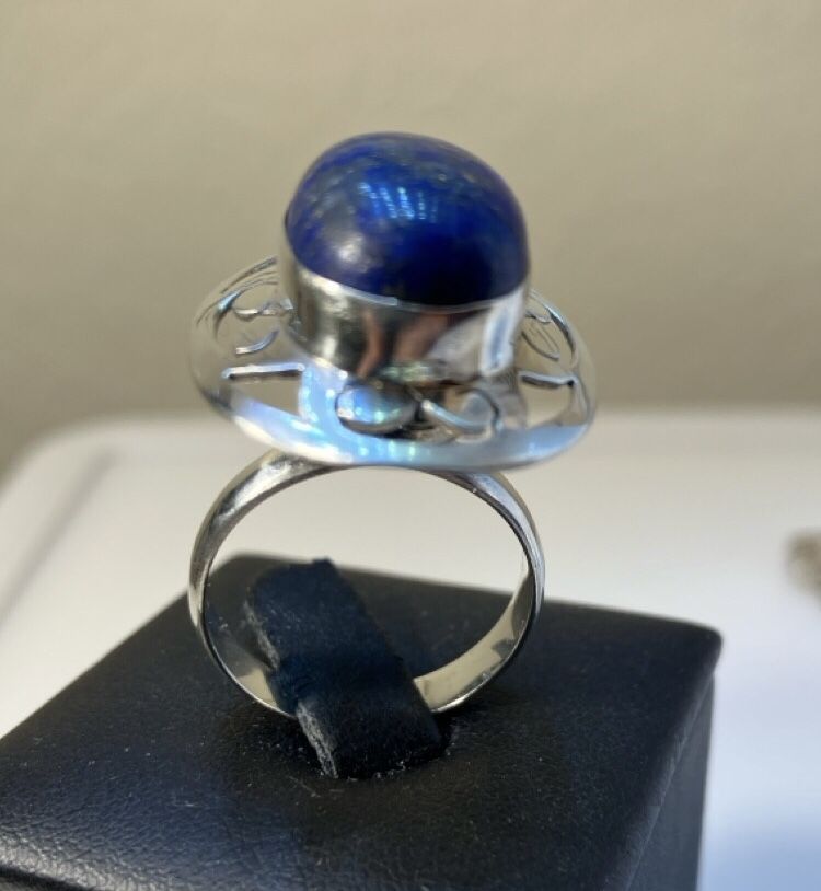 Size 9 1/2 925 Lapis Lazuli semi precious gemstone ring