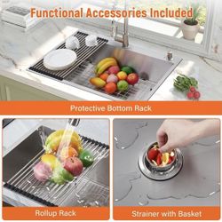 Stainless Steel Kitchen Sink 33 X 22 X 9 New In Box