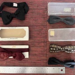 Vintage Pre-tied or Clip Silk Bow Ties- Group of 5