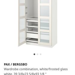 IKEA PAX Wardrobe Cabinets! Frosted glass doors., Adjustable shelves.