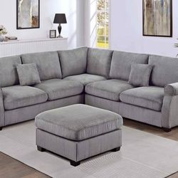 BRAND NEW 4PC SECTIONAL SOFA SET WITH OTTOMAN AND ACCENT PILLOWS INCLUDED $569