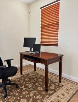 Dark Wood Writing Desk with Keyboard Tray