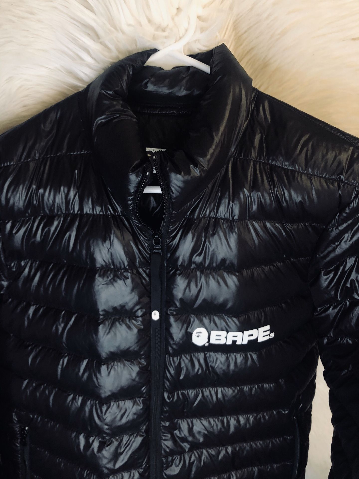 Down Jacket Black Nylon Bold Letter Print