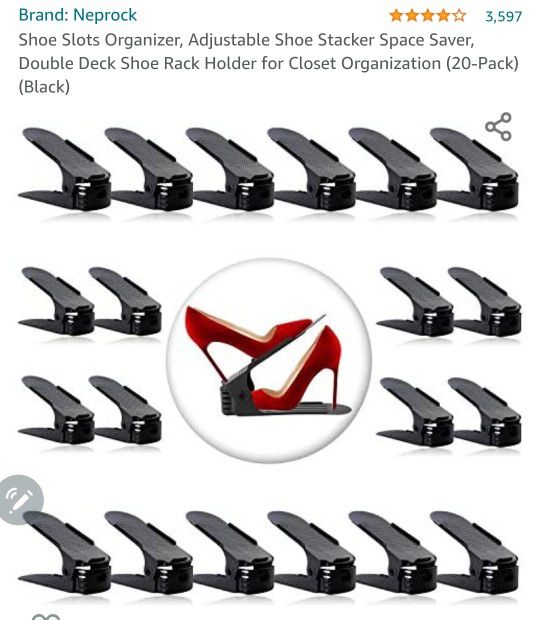 Shoe Slots Organizer, Adjustable Shoe Stacker Space Saver