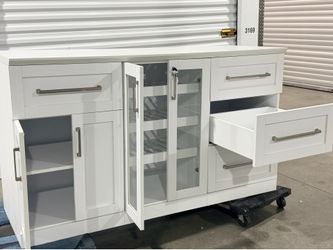 NewAge Products Home Bar 63-in x 36-in White Rectangle Bar Cabinet like new