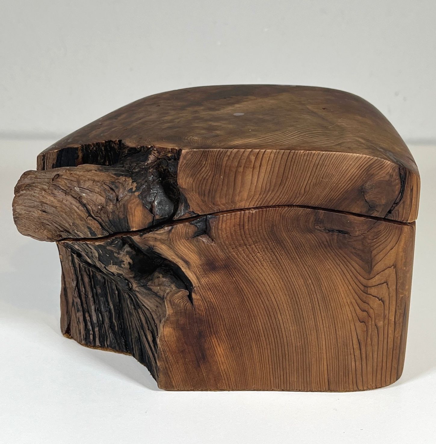 Vintage Handmade Live Edge Wood Trinket Box Carved Natural Rustic Decor