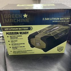 New Green Machine 62V 2.5AH Lithium Battery GMBA6200-25!!!