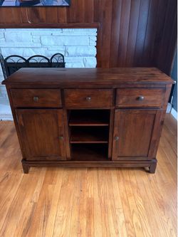 Dark Wood Sideboard Buffet with Drawers and Cabinets