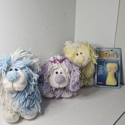 Vintage Fluppy Dogs 1980s Blue/purple/yellow Set