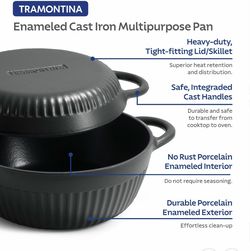 Tramontina Mesa 2-Piece Enameled Cast Iron Multipurpose Bread Oven - Flip Design for Baking and Cook
