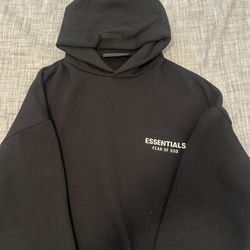 Essentials Fear of God Black Cotton Fleece Pullover Hoodie Long Sleeve Men
