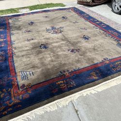 9x12 Feet Antique Handmade Chinese Wool Rug