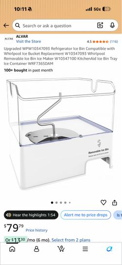 Whirlpool Refrigerator Replacement Ice Bin WPW10347093