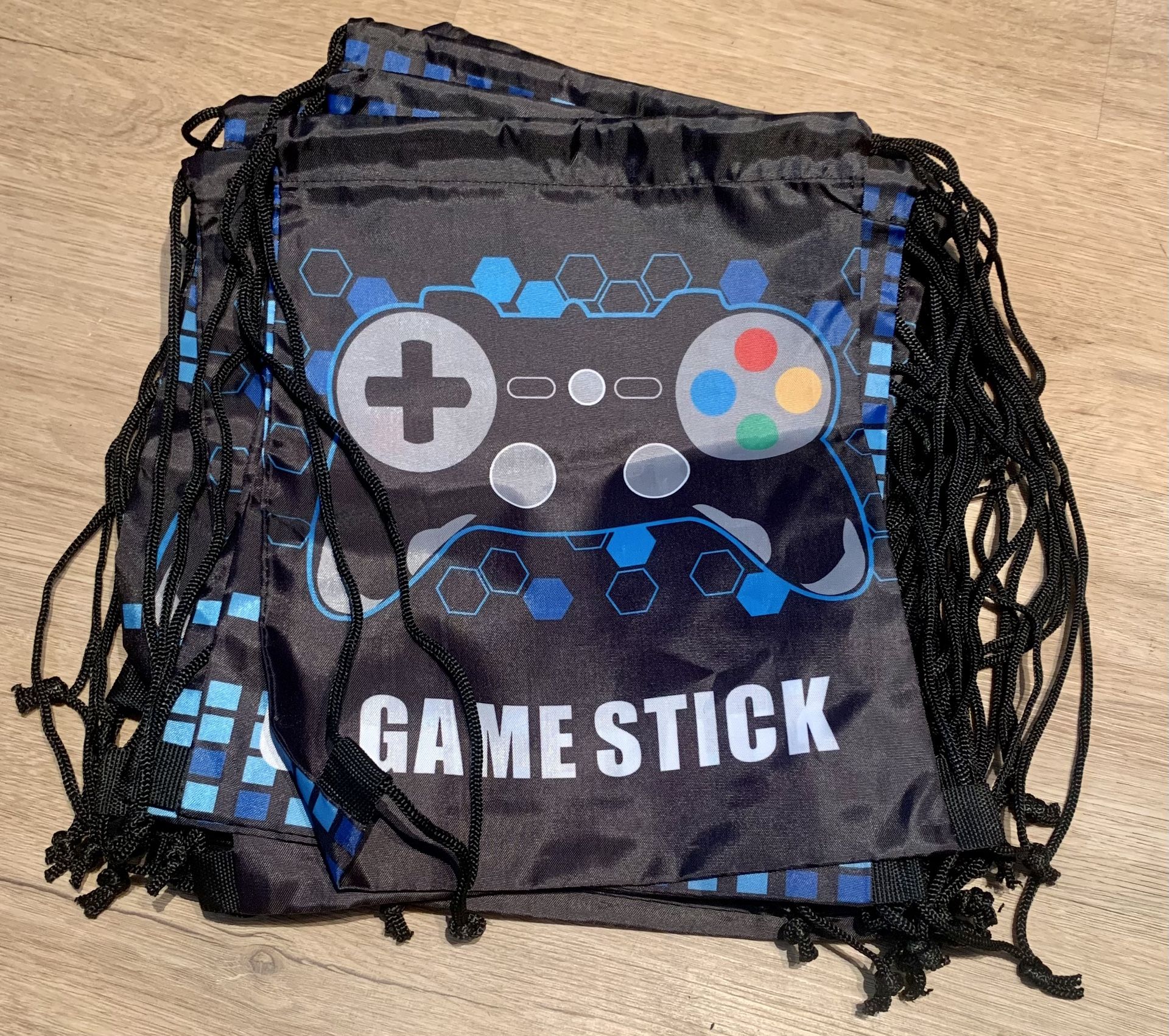 15 Pcs Game Stick Party Bags 12 x 10 Inch Gaming Theme Birthday Gift Bags for Kids Video Game Party Favors Goodie Candy Favor Bags Drawstring Blue and