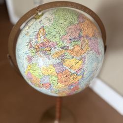 Vintage Replogle World Nation 12" Diameter Globe on Wood/Metal Stand