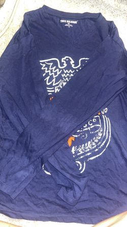 True Religion Navy Long Sleeve V-Neck Shirt