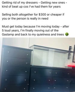 2 piece dresser set. Black , used. Moving sale Need gone asap