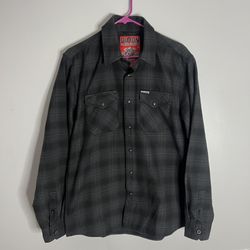 Dixxon Blackflys The Phantom Long Sleeve Button Down Flannel Shirt Mens Medium