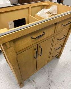 36” SOLID WOOD NO TOP BATHROOM VANITY CABINET