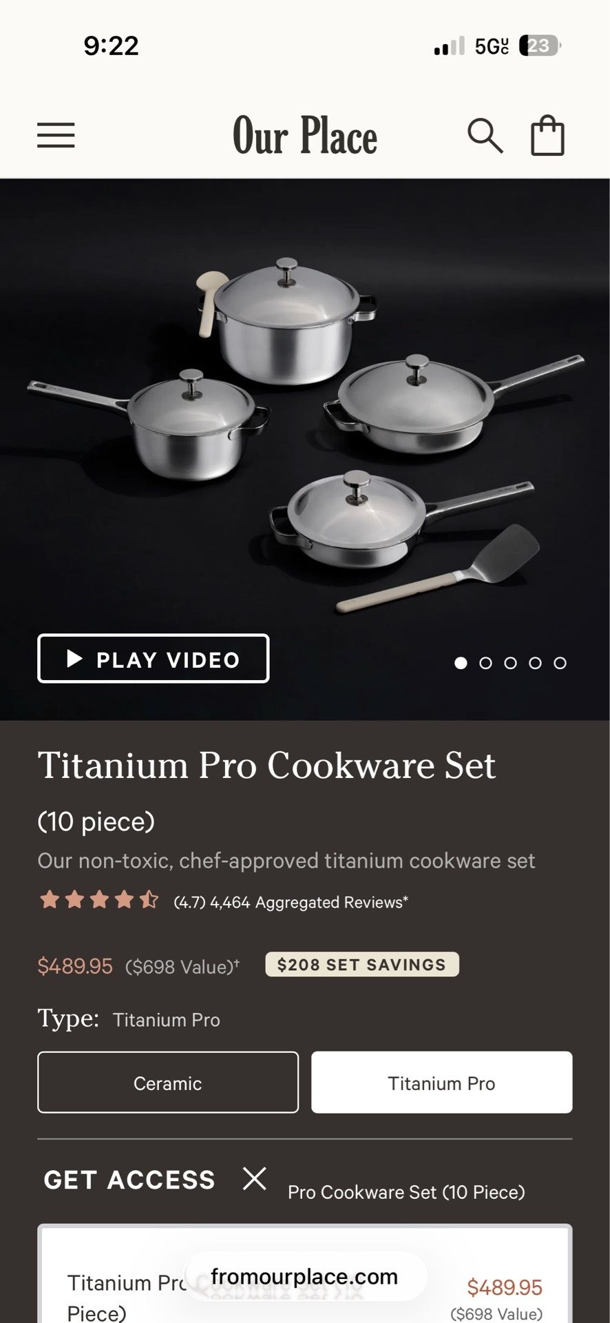 Pan and pots Two 8.5 inch pan and pot Two 10.5 inch pan and pot Titanium, nonstick pans set Brand: our place Brand new Pick up in sun valley Ca