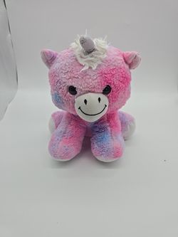 Peek-A-Boo Toys Pink / White Unicorn Plush Tie Dye Stuffed Animal Toy 10”