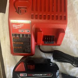 Milwaukee Charger And Battery M18 RED Lithium CP 1.5 Brand New 