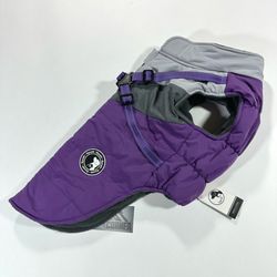 NEW Gyuzh Dog Rain Coat Jacket w Harness Purple Gry Winter Cold Weather XXL
