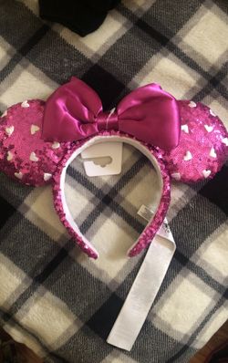 Disney Minnie Ears Pink With Hearts