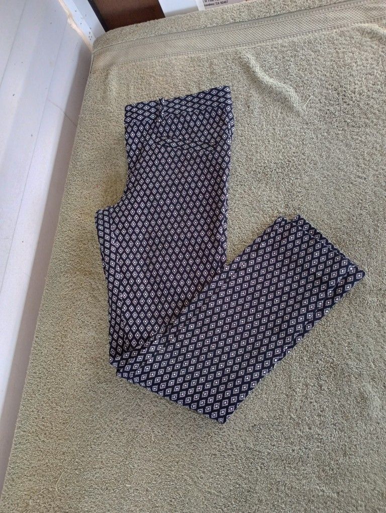 Gap Cropped Ankle Pants - Black with White Diamonds - Size 4R