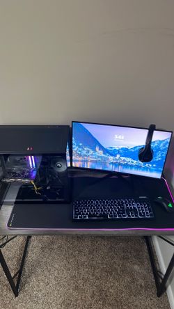 Gaming setup (desk, kbm, monitor, pc,  etc)