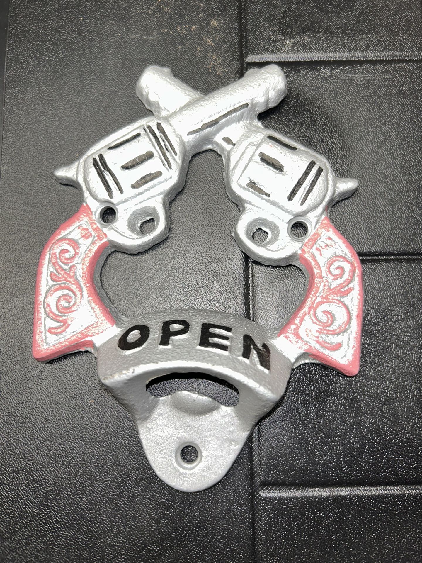 REVOLVERS METAL BOTTLE OPENER MAKES A GREAT GIFT PINK HANDLED CHECK OUT MY PROFILE FOR MORE GREAT ITEMS