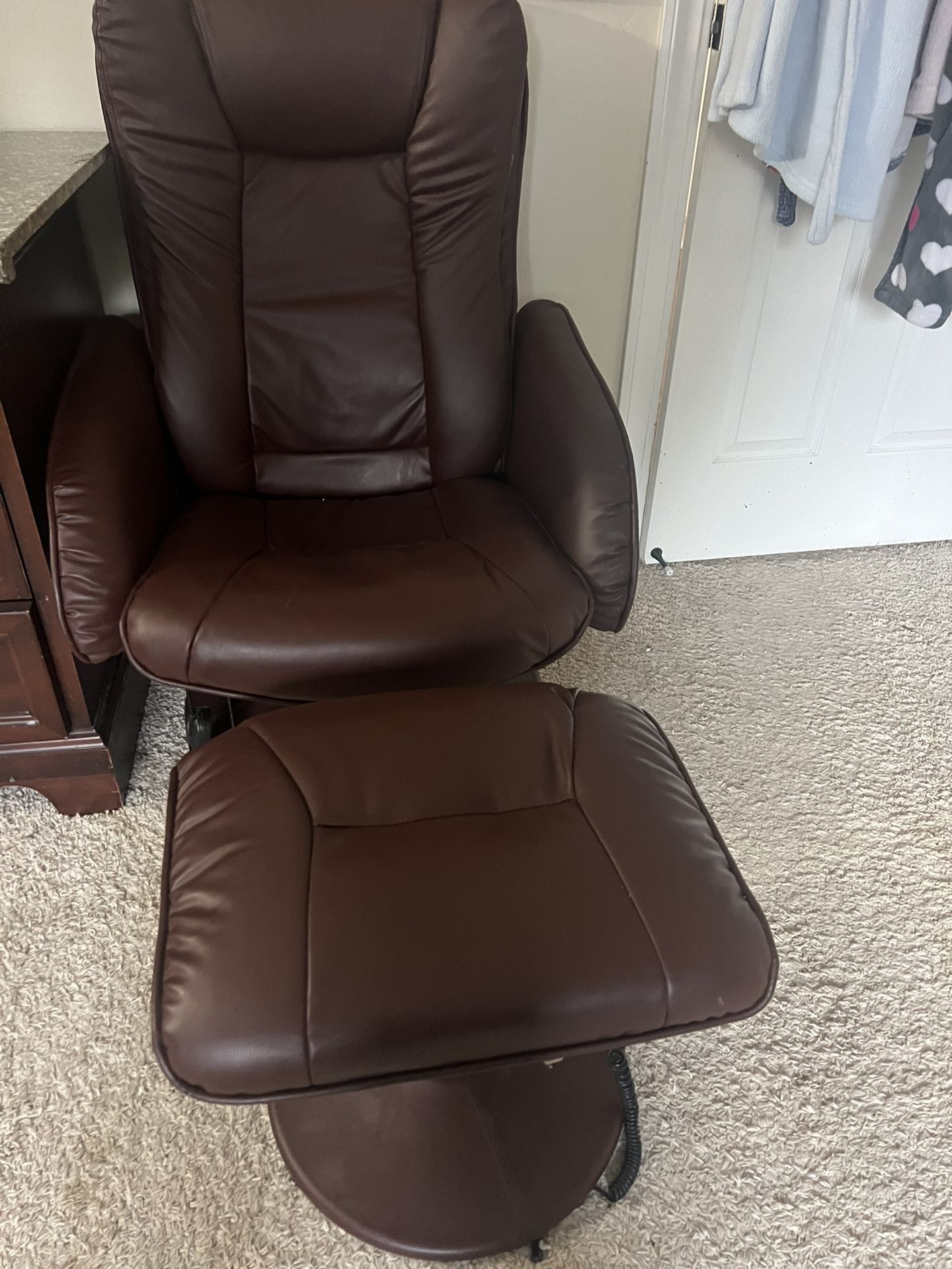 Leather Recliner Chair & Ottoman